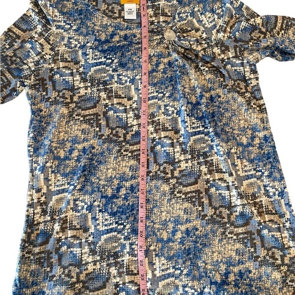 RUBY Rd Petite Small Business Casual Top Blue Brown Cream - Picture 7 of 9